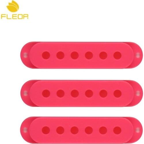 FLEOR 3pcs Plastic Electric Guitar Single Coil Pickup Covers Set , Pink , Closed / 48mm/50mm/52mm Cover for Choose