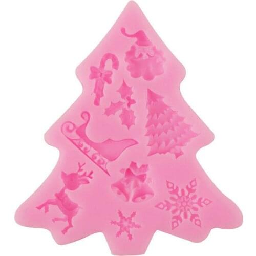 Christmas tree shape 3D Craft Relief Chocolate confectionery Silicone Mold Fondant Cake Kitchen Decorating DIY Tools