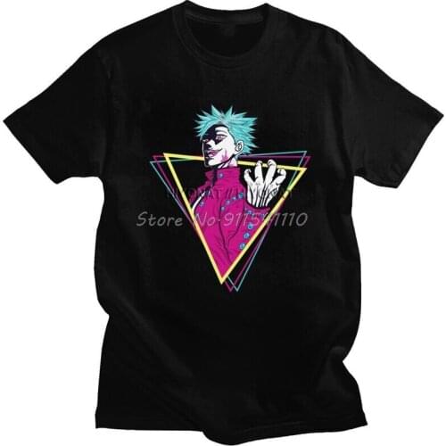 Classic The Seven Deadly Sins Tshirt Men Short Sleeved Cotton T-shirt Printed Anime Manga Nanatsu no Taizai Ban Tee Top Clothing
