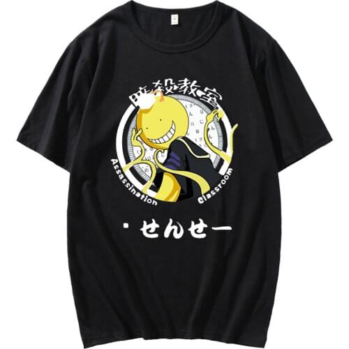 Japan Assassination Classroom Korosensei Anime Pattern Short Sleeve Top Men Fashion Vintage T-shirt Female Black Basic Tshirt