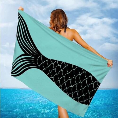 HOT Microfiber printed beach towels custom only Mermaid tail printed bath towel swimming wipe sweat beach seat towel 70*140cm