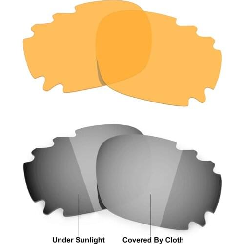 HKUCO For Jawbone Asian Fit Vented Sunglasses Replacement Polarized Lenses 2 Pairs - Transparent Yellow & Transition Photochromi