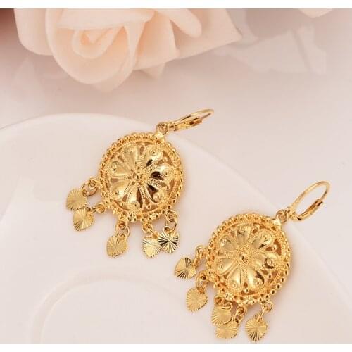 Gold color Indian earrings for women and girls Arab Middle Eastern ethnic ornaments Dubai Earing African Gift