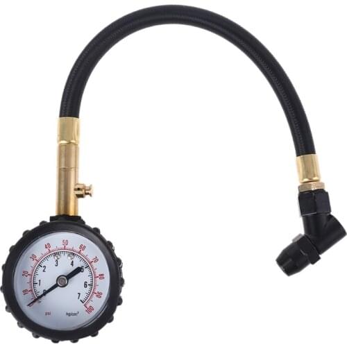 Calibrated Rubber Hose Tire Pressure Gauge Dial Type Pressure Instrument Fit for Car Bicycle Motorcycle Truck Tires