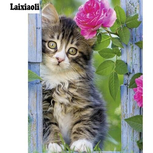 Full square 5D Diy Daimond Painting Cross-stitch Cute kitten 3D Diamond Mosaic round Rhinestones Painting Embroidery pet cat art