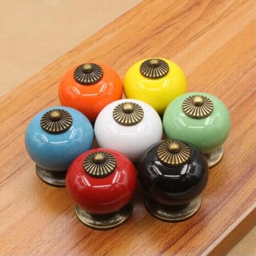 UNILOCKS 7 Colors For Choose Ceramic Handle Cabinet Door Pull Knobs Drawer Locker Cupboard Vintage Retro Gold