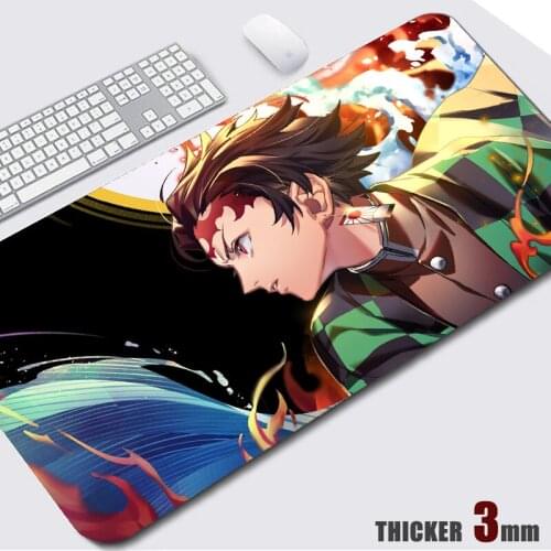 Anime Mouse Pad Gamer Office Desk Mat Demon Slayer Kamado Tanjirou Gaming Accessories XXL Large Rubber Pad Stitched Edges 3mm