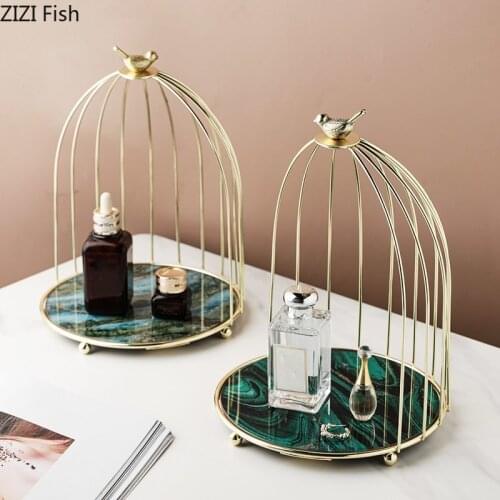 Metal Birdcage Storage Tray Dessert Cake Plate Modern Style Home Living Room Bedroom Jewelry Storage Tools Tea Set Storage Tray