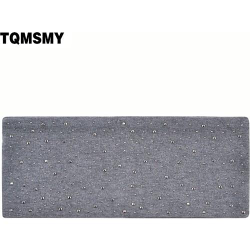 TQMSMY Fashion Womens Rhinestone Headband Cotton Black Flat Head Bands for Women Elastic Turban Wrap Hair Accessories TMFD20