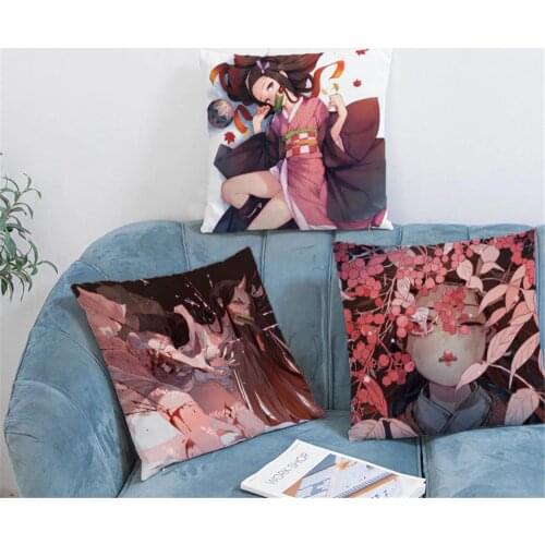 Cartoon Anime Demon Slayer Pillow Case for Home Decorative Sofa Car Decor Cute Anime Cushion Cover Printed Pillowcase