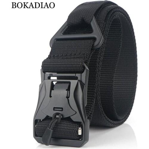 BOKADIAO Military Army Combat mans Canvas Belt Magnetic Metal buckle Tactical Belts For Men Nylon Training Waistband male strap