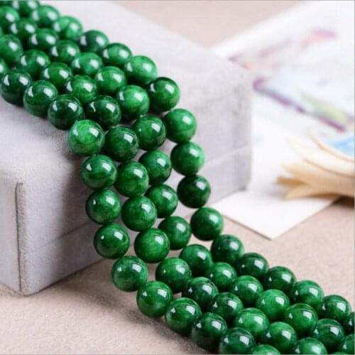 Natural Dark Green Chalcedony 6-14mm Round Loose Bead Bracelet Necklace Earrings Making Jewelry Craft Finding Handmade Material
