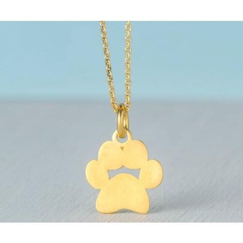 New Stainless Steel Paw Print Pendant Necklace Jewelry Gold Slive Color Dog, Cat Paw Chain Necklace For Women Pet Memorial