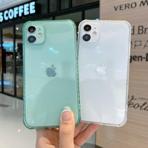 Ottwn Simple Solid Color Phone Case For iPhone 11 12 Pro Mini X XR XS Max 7 8 Plus SE 2020 Clear Shockproof Soft TPU Back Cover