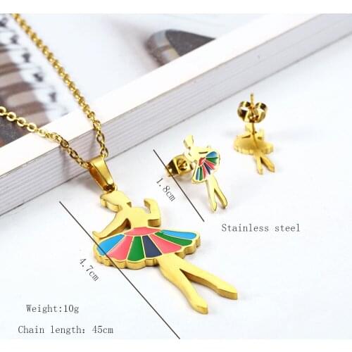 OUFEI Stainless Steel Jewelry Woman Vogue 2019 Charm Ballet Necklace Earrings set Jewelry Accessories Jewelry Sets Jewelry Sets