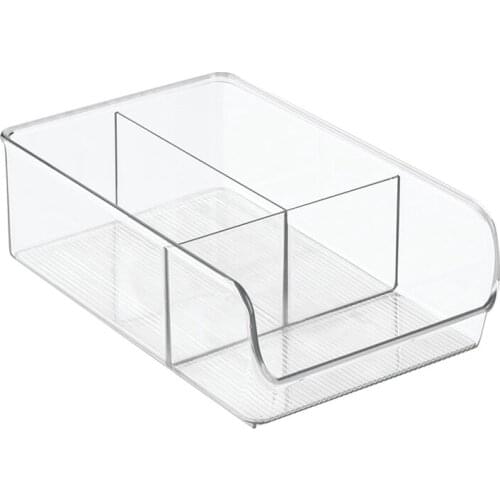 Plastic Fridge And Freezer Divided Storage Organizer Bin, Container For Food, Drinks, Snacks, Produce Organization