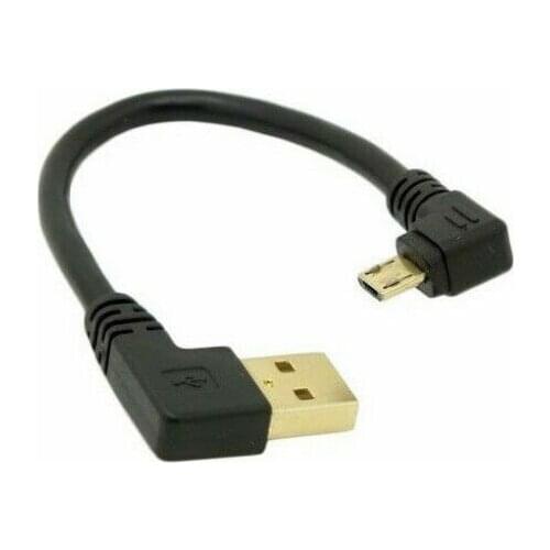 Gold Plated 90 Degree Right Angle Micro to Left USB Data Sync Charge Cable Cord