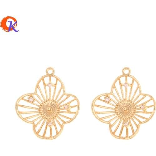Cordial Design 20Pcs 20*24MM Jewelry Accessories/CZ Charms/Flower Shape/Genuine Gold Plating/Hand Made/DIY Earrings Findings