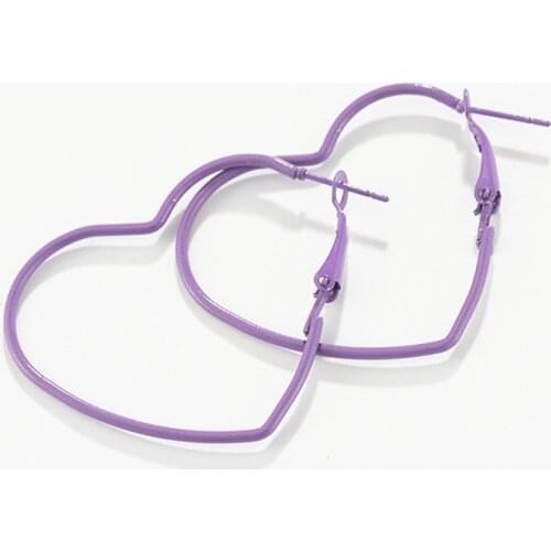 Love Heart Hoop Earrings Peach Heart Geometric Earrings Fashion Purple Personality Earring For Woman Gift Simple Pop Jewelry
