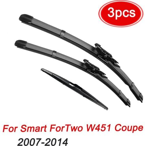 MIDOON Wiper Front & Rear Wiper Blades Set For Smart ForTwo W451 Coupe 2007 - 2014 Windscreen Windshield Window 23"+21"+10"