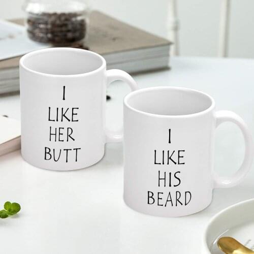 I Like His Beard, I Like Her Butt Couples Funny Coffee Mug Wedding Gifts Couples Gifts Coffee Cups 11oz