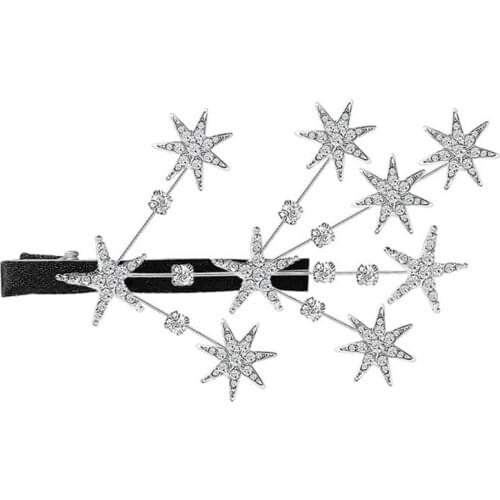 Korean Women Metal Hair Clip Shiny Crystal Rhinestone Firework Star Alligator Hairpins Barrette Hair Styling Accessories