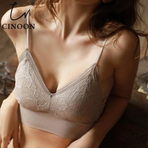 CINOON Sexy Lace Lingerie Wireless Bra For Women Padded Push Up Bralette Female Brassiere Soft Backless Fashion bras Underwear