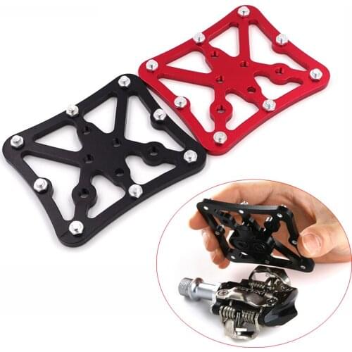 1Pair MTB Road Bike Adapters Pedals 75*65mm Aluminum Alloy Change Clipless Pedal to Simple Platform Pedal for SHIMANO SPD LOOK
