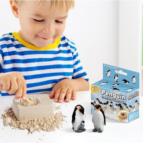 1pc Penguin Toys Digging Plaster Block Penguins Model Scientific Explore Mining Toy For Children Gifts Puzzle Education
