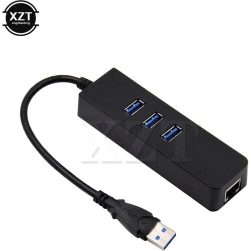 1PCS High Speed 3 Ports USB 3.0 Hub 10/100/1000 Mbps RJ45 Converter Gigabit Ethernet LAN Adapter for Mac OS/Linux/Vista