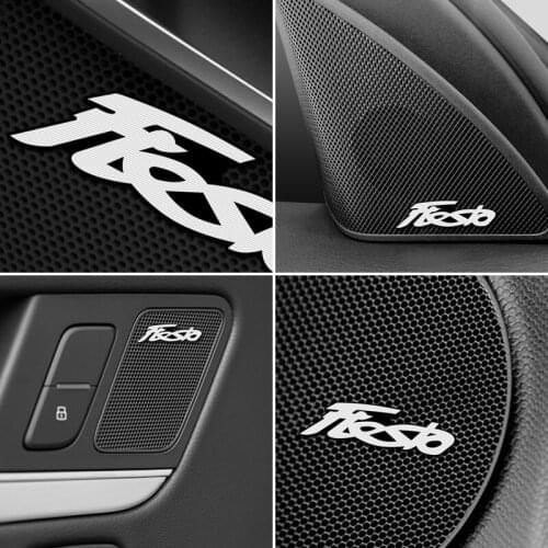10pcs 3D aluminum speaker stereo speaker badge emblem Sticker for Ford Fiesta mk5 mk6 mk7 Accessories Car Styling
