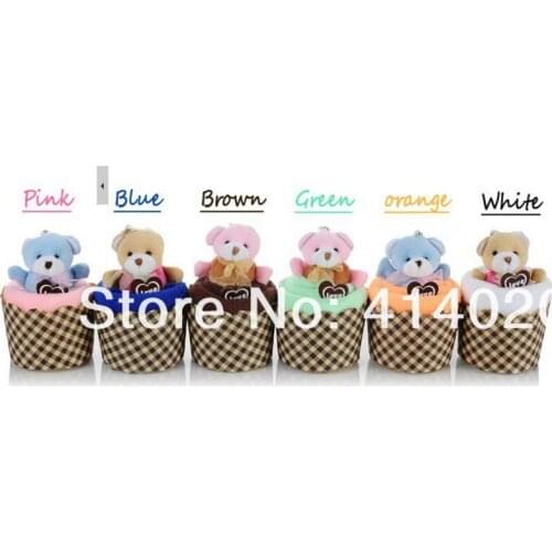 100pcs/lot! New arrival! cake towel colorful bear/teddy creative Valentines gift towels cotton lovely towel+100pcs transparent