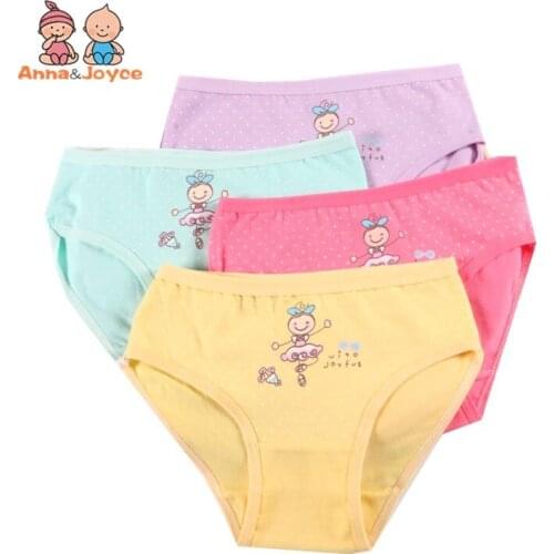 12 Pcs/lot 2-10 Years Kids Hot 100% Cotton Dot Cartoon Pattern Candy Colors Triangle Girls Underwear