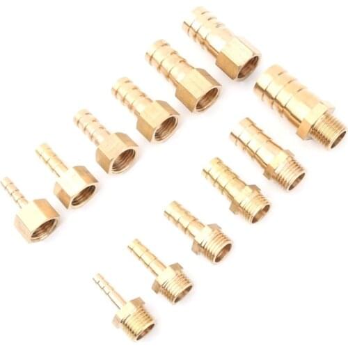 5pcs Brass Connector 1/4" Thread to 4/6/8/10/12/14/16mm Hose Pipe Fitting Coupler Connector Adapter