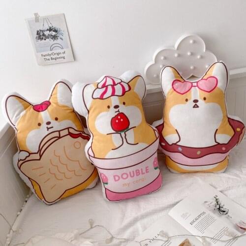 Kawaii Corgi Pillow Animal Stuffed Toys Family Decoration Kids Birthday Gift