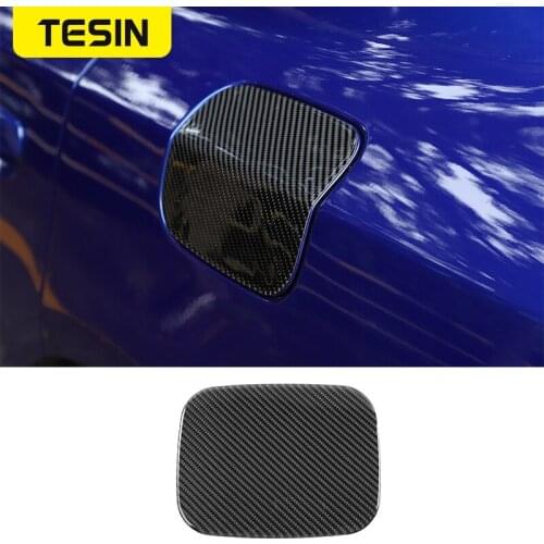TESIN Car Sticker for Dodge Charger Real Carbon Fiber Gas Cap Decorative Trim for Dodge Charger 2015-2019 Accessories