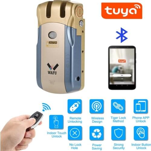 Bluetooth Wireless smart APP Remote Control Electric door Lock Invisible Keyless Entry Door Lock with 4 Remote Control