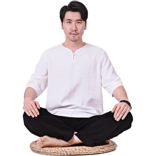 Buddhist monk suit martial arts suits kung fu zen lay meditation clothing arhat lohan uniforms Set seni bela diri