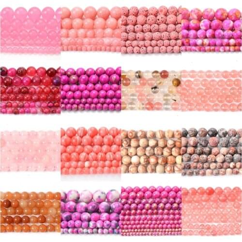 Natural Stone Beads Pink Crystal Agates Aventurine Jades Tiger Eye Bead for Jewelry Making DIY Bracelet Necklace Accessories