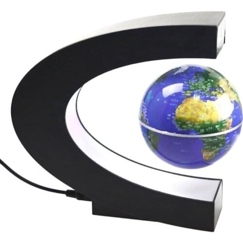 C Shape LED World Map Floating Globe Antigravity Magnetive Ball Light Magnetic Levitation Light Xmas Birthday Home Decoration