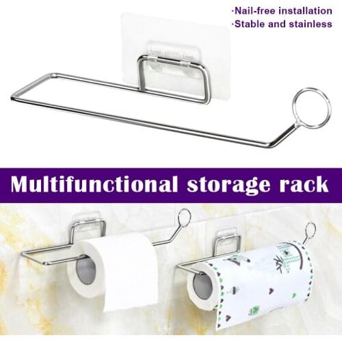 Toilet Paper Holder Stainless Steel Bathroom Suction Hanger Tissue Rack Kitchen Towel Hanging Rack JW