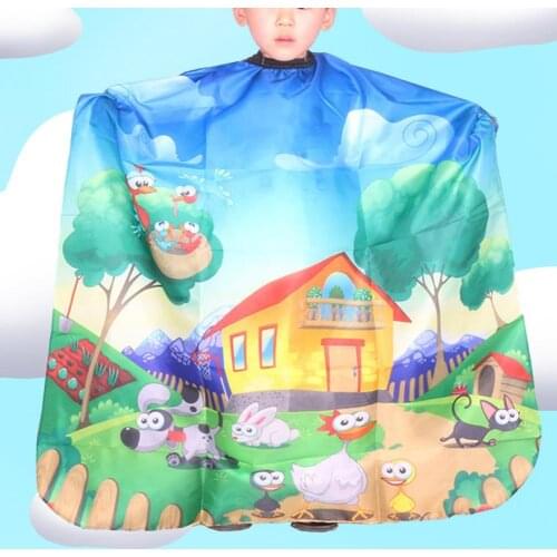 Cartoon Design Child Haircut Apron Non-Sticky Nylon Waterproof Haircut Kids Cloth for Home Use
