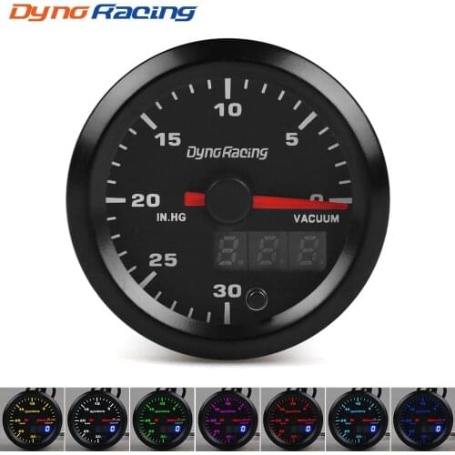 Dynoracing 2'' 52mm Dual Display 0-30 IN.HG Vacuum gauge 7 colors Led Vacuum meter with Stepper Motor Car meter BX101869