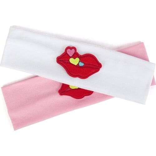 Geebro Lovely Cute Baby Boys Girls Cotton Lips Patch Heart Headbands Soft Kids Childs Girls Elestic Hairbands Hair Accessories