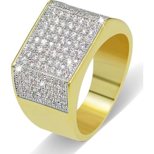 HipHop Bling Rings All Iced Out Micro Pave CZ 3A Cool Mens Women Couple Gold & Silver Ring