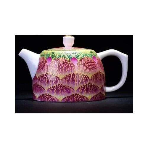 Jingdezhen Enamel Ceramic Teapot Hand-painted Flter Gold Silk Kung Fu Black Tea Jin Jun Mei Pastel Pot Tea Accessories Teaware