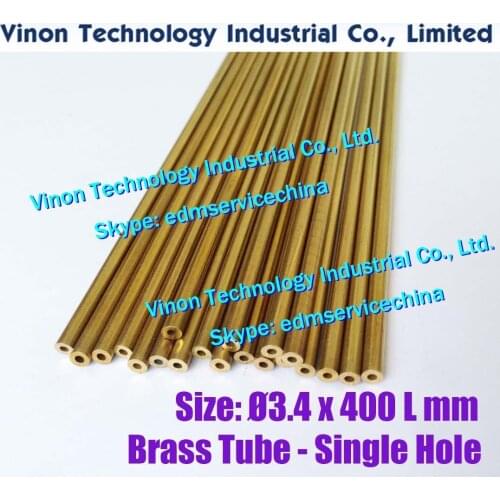 Ø3.4x400Lmm Brass Tube Single Hole (30PCS/LOT), Brass EDM Tubing Electrode Tube Diameter 3.4mm Length 400 for Electric Discharge