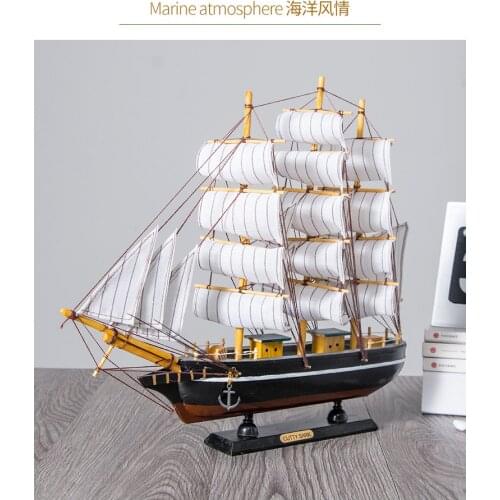 TOP COOL HOME office company shop Business Ornament Everything is going smoothly Mascot Wood Sailboat FENG SHUI art Statue
