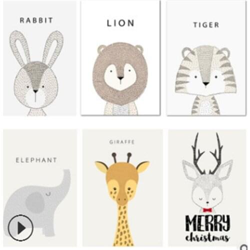 Cartoon cute white rabbit pony letter butterfly living room bedroom painting childrens room kindergarten decorative painting