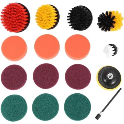 Drill Brush Set, Extend Long Attachment, Scrub Pads, Sponge, Power Scrubber Cleaning Kit for Grout, Tile, Carpet, Sink, Bathtub